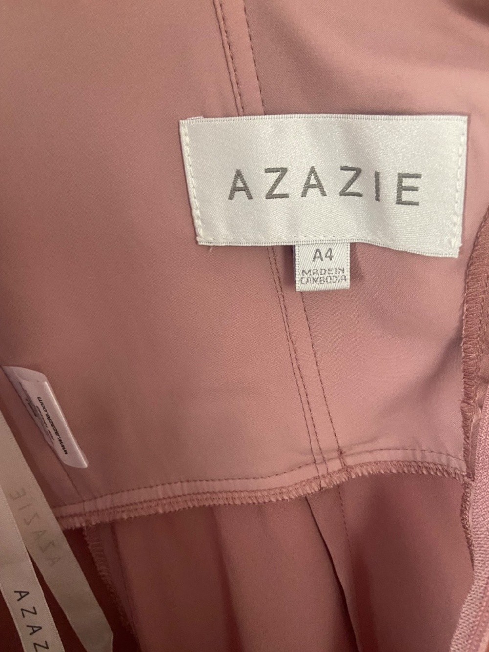 Azazie Frostine Stretch - Dusty Rose - A-Line Bow - Stretch Satin Dress - Picture 3 of 9